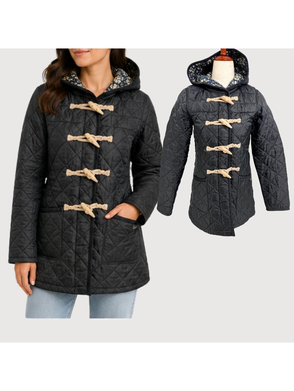 Lavenham Sherwood Quilted Duffle Toggle Hooded Coat 36